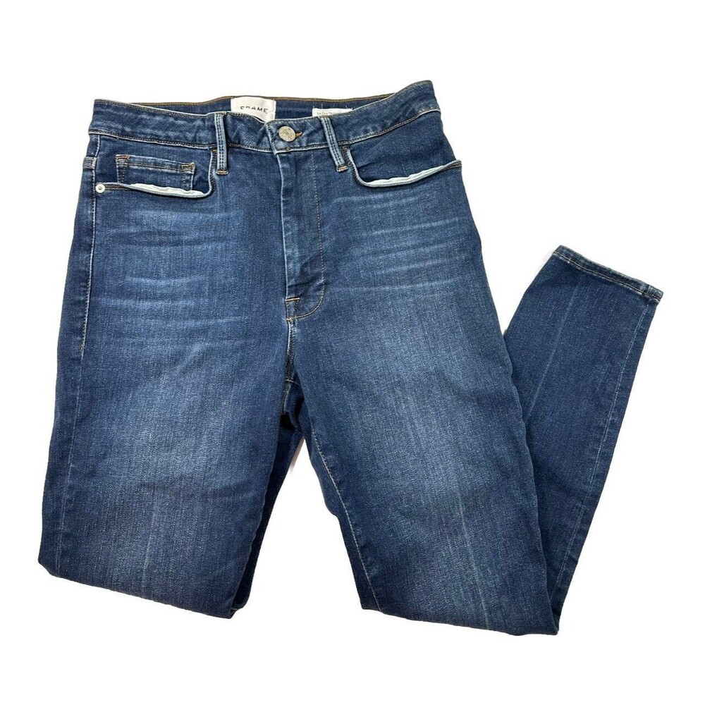 Frame Denim Le One Skinny Crop Jeans Women Dark Blue Wash Denim Size 2
